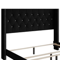 Home Design Monroe Tufted Upholstered Wingback Panel Bed Frame