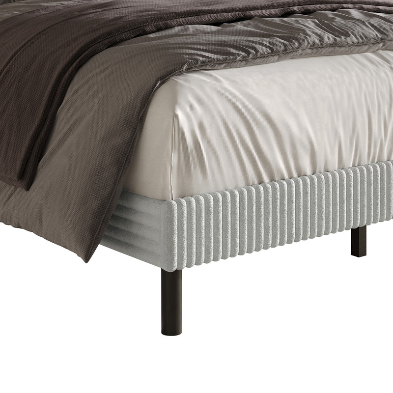 Home Design Osceola Luxurious Corduroy Upholstered Panel Bed Frame for Adult, Easy Assembly, Box spring Required (Sold Separately)