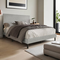 Home Design Osceola Luxurious Corduroy Upholstered Panel Bed Frame for Adult, Easy Assembly, Box spring Required (Sold Separately)