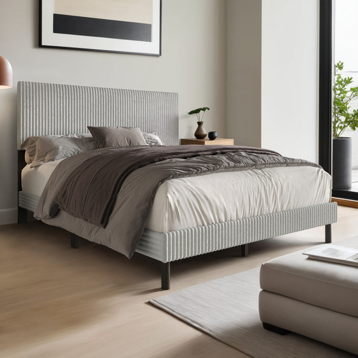 Home Design Osceola Luxurious Corduroy Upholstered Panel Bed Frame for Adult, Easy Assembly, Box spring Required (Sold Separately)