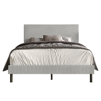 Home Design Osceola Luxurious Corduroy Upholstered Panel Bed Frame for Adult, Easy Assembly, Box spring Required (Sold Separately)