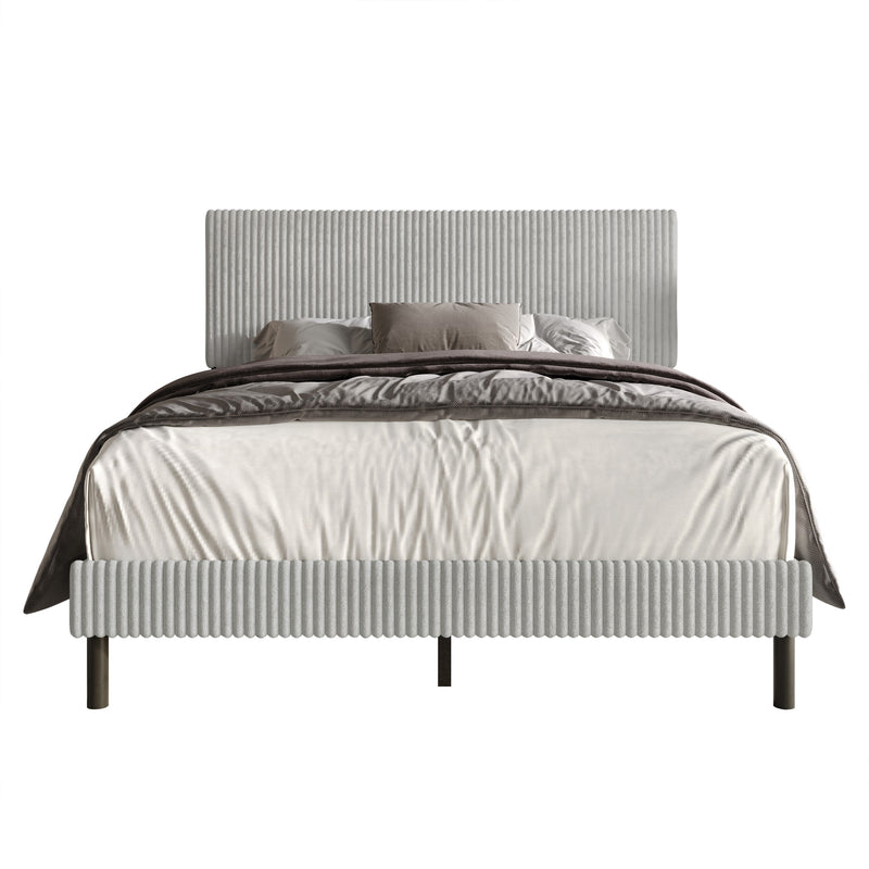 Home Design Osceola Luxurious Corduroy Upholstered Panel Bed Frame for Adult, Easy Assembly, Box spring Required (Sold Separately)