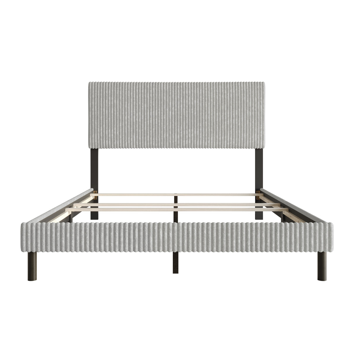 Home Design Osceola Luxurious Corduroy Upholstered Panel Bed Frame for Adult, Easy Assembly, Box spring Required (Sold Separately)