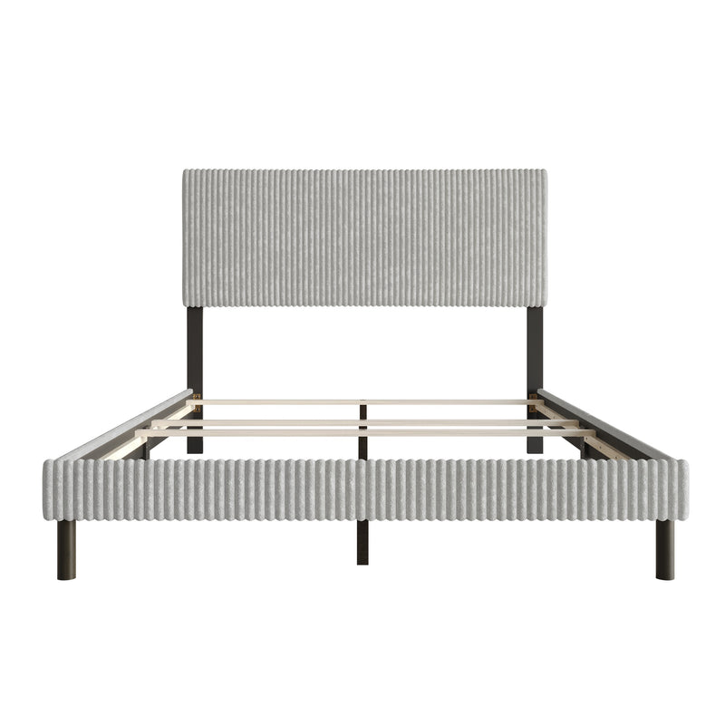 Home Design Osceola Luxurious Corduroy Upholstered Panel Bed Frame for Adult, Easy Assembly, Box spring Required (Sold Separately)