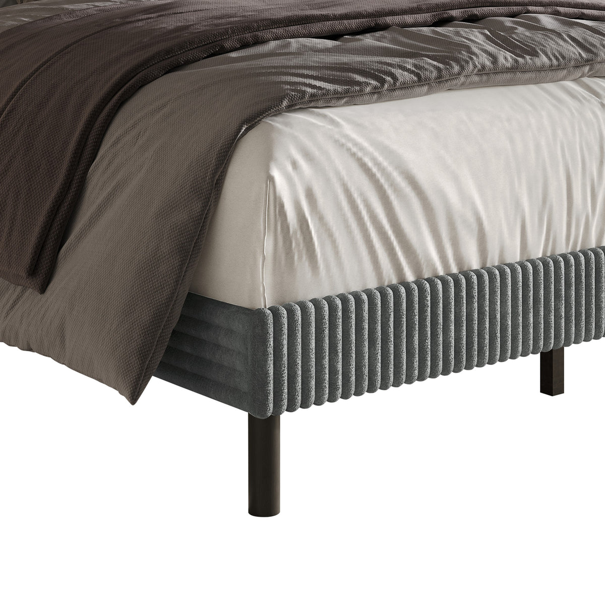 Home Design Osceola Luxurious Corduroy Upholstered Panel Bed Frame for Adult, Easy Assembly, Box spring Required (Sold Separately)