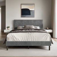 Home Design Osceola Luxurious Corduroy Upholstered Panel Bed Frame for Adult, Easy Assembly, Box spring Required (Sold Separately)