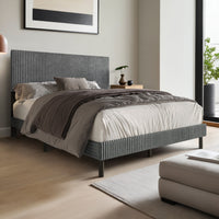 Home Design Osceola Luxurious Corduroy Upholstered Panel Bed Frame for Adult, Easy Assembly, Box spring Required (Sold Separately)