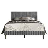 Home Design Osceola Luxurious Corduroy Upholstered Panel Bed Frame for Adult, Easy Assembly, Box spring Required (Sold Separately)