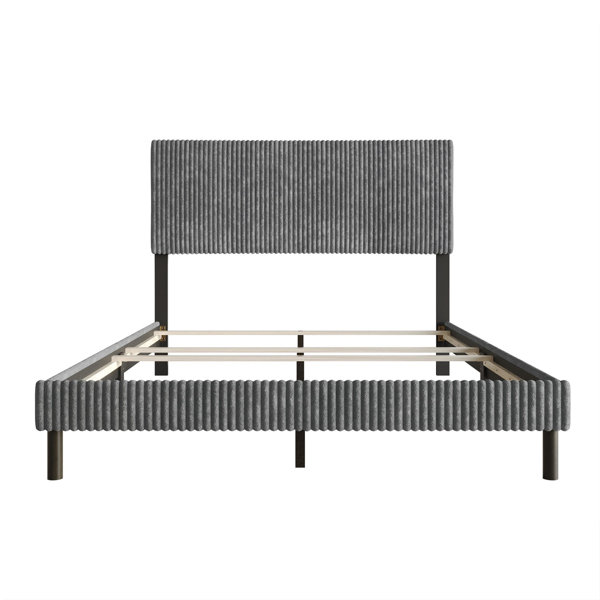 Home Design Osceola Luxurious Corduroy Upholstered Panel Bed Frame for Adult, Easy Assembly, Box spring Required (Sold Separately)