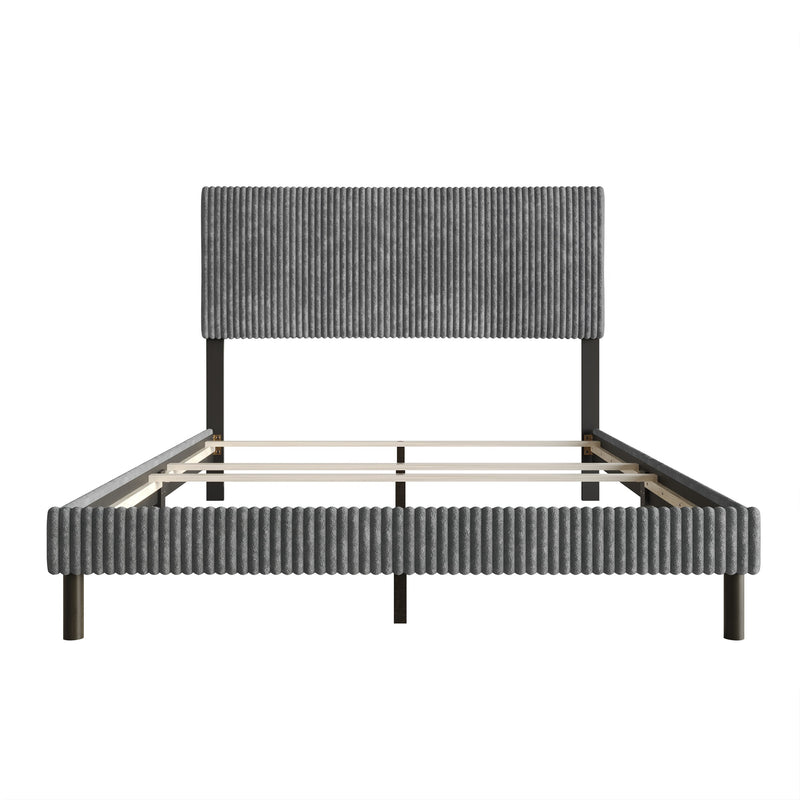 Home Design Osceola Luxurious Corduroy Upholstered Panel Bed Frame for Adult, Easy Assembly, Box spring Required (Sold Separately)