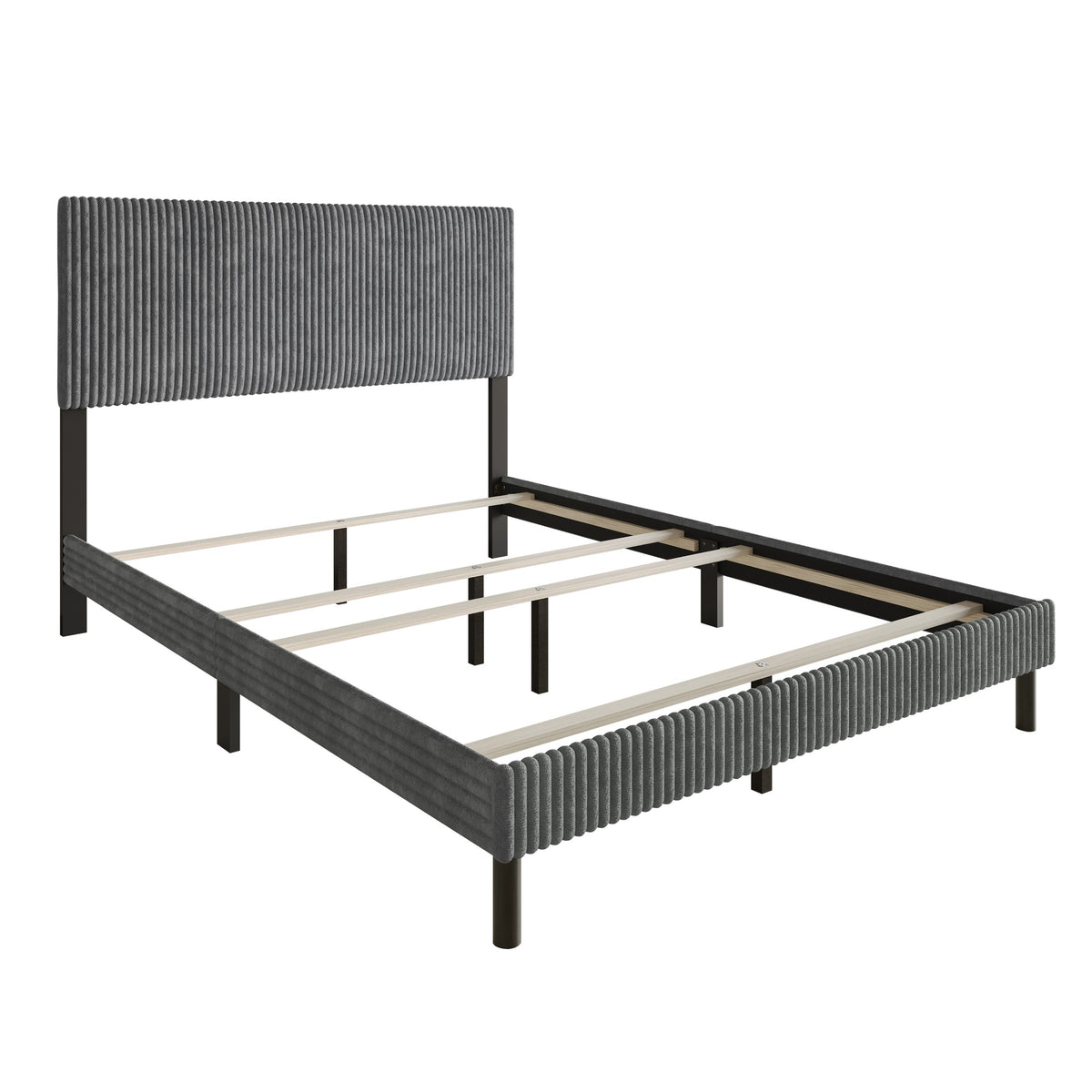 Home Design Osceola Luxurious Corduroy Upholstered Panel Bed Frame for Adult, Easy Assembly, Box spring Required (Sold Separately)