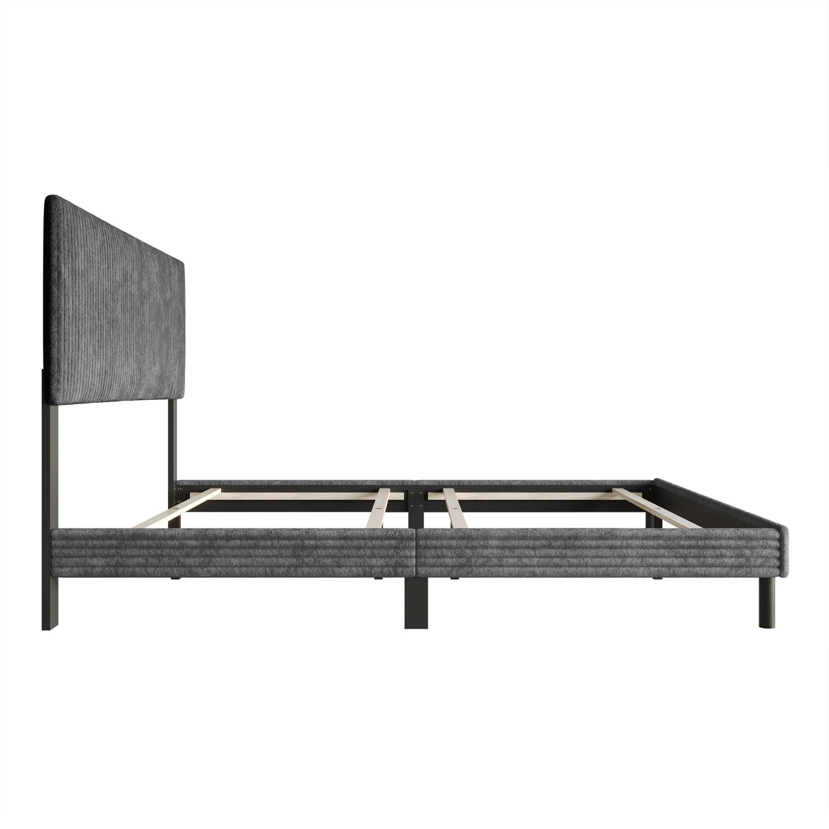 Home Design Osceola Luxurious Corduroy Upholstered Panel Bed Frame for Adult, Easy Assembly, Box spring Required (Sold Separately)