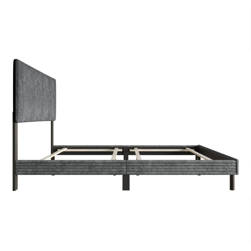 Home Design Osceola Luxurious Corduroy Upholstered Panel Bed Frame for Adult, Easy Assembly, Box spring Required (Sold Separately)