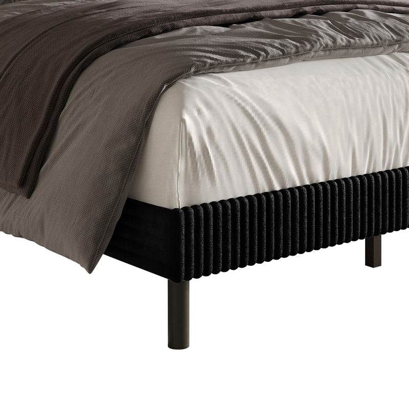 Home Design Osceola Luxurious Corduroy Upholstered Panel Bed Frame for Adult, Easy Assembly, Box spring Required (Sold Separately)