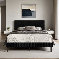 Home Design Osceola Luxurious Corduroy Upholstered Panel Bed Frame for Adult, Easy Assembly, Box spring Required (Sold Separately)