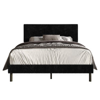 Home Design Osceola Luxurious Corduroy Upholstered Panel Bed Frame for Adult, Easy Assembly, Box spring Required (Sold Separately)
