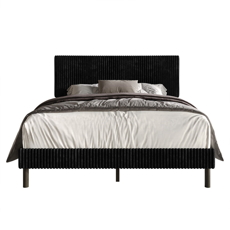Home Design Osceola Luxurious Corduroy Upholstered Panel Bed Frame for Adult, Easy Assembly, Box spring Required (Sold Separately)