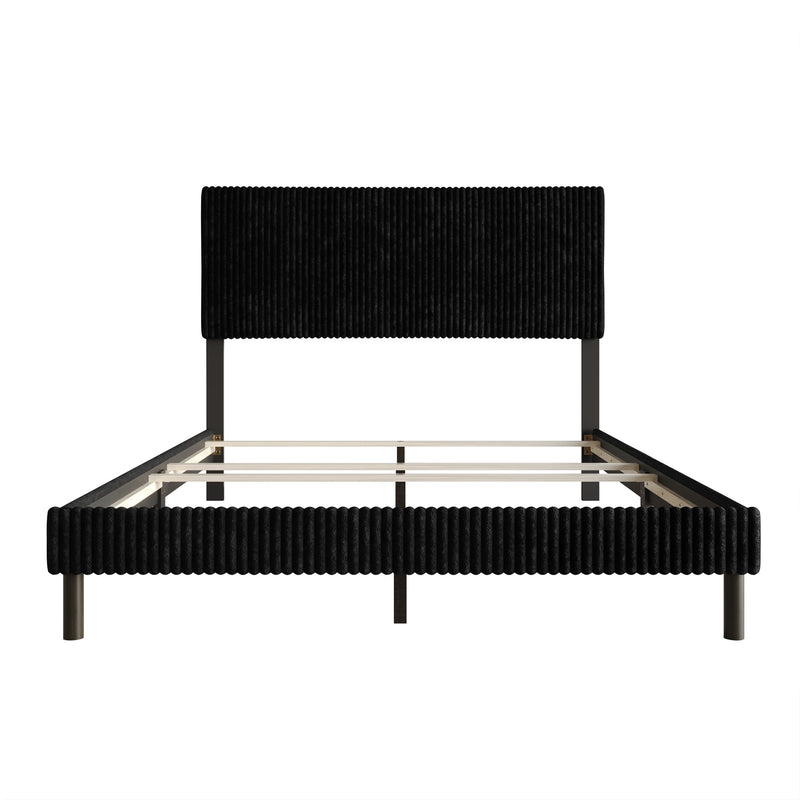 Home Design Osceola Luxurious Corduroy Upholstered Panel Bed Frame for Adult, Easy Assembly, Box spring Required (Sold Separately)