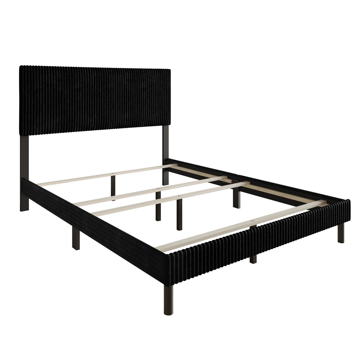 Home Design Osceola Luxurious Corduroy Upholstered Panel Bed Frame for Adult, Easy Assembly, Box spring Required (Sold Separately)