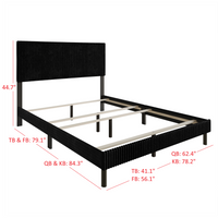 Home Design Osceola Luxurious Corduroy Upholstered Panel Bed Frame for Adult, Easy Assembly, Box spring Required (Sold Separately)