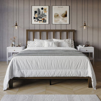 Home Design Elmira Wood Platform Bed with Adjustable Height Headboard for Adult, Bedroom