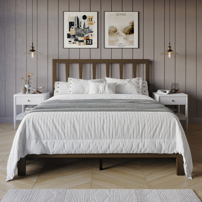 Home Design Elmira Wood Platform Bed with Adjustable Height Headboard for Adult, Bedroom