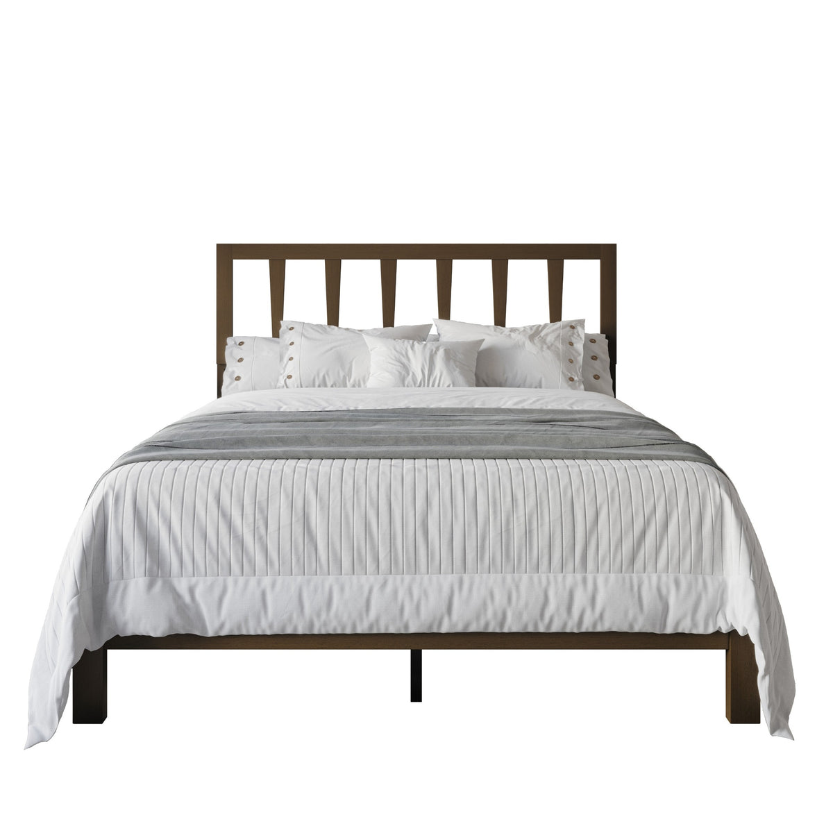 Home Design Elmira Wood Platform Bed with Adjustable Height Headboard for Adult, Bedroom