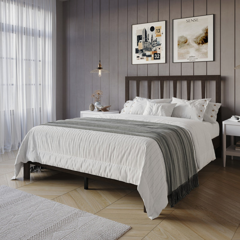 Home Design Elmira Wood Platform Bed with Adjustable Height Headboard for Adult, Bedroom