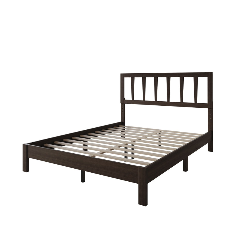 Home Design Elmira Wood Platform Bed with Adjustable Height Headboard for Adult, Bedroom