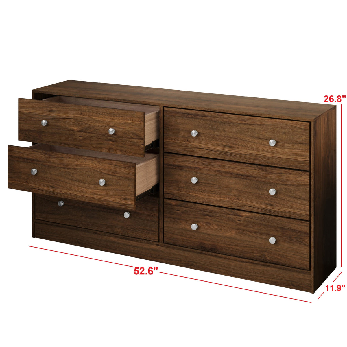 Altoona 6-Drawer Dresser, Modern Wood Grain Storage Dresser