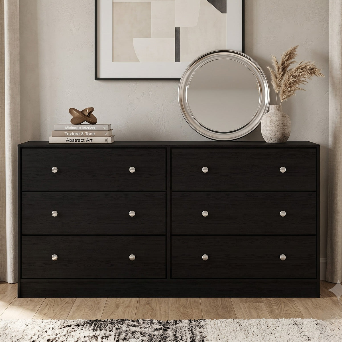 Altoona 6-Drawer Dresser, Modern Wood Grain Storage Dresser