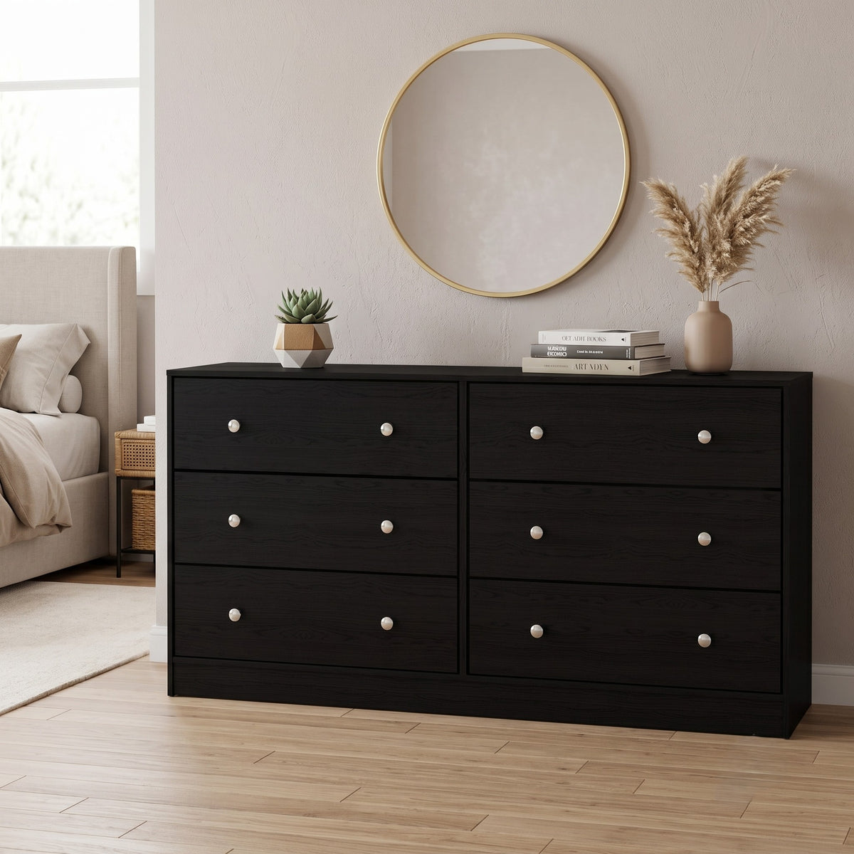 Altoona 6-Drawer Dresser, Modern Wood Grain Storage Dresser