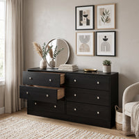 Altoona 6-Drawer Dresser, Modern Wood Grain Storage Dresser