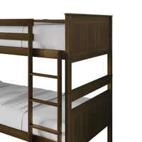 Home Design Lorain Twin Over Twin Solid Wood Bunk Bed with Sturdy Guardrails and Ladder, Easy Assembly