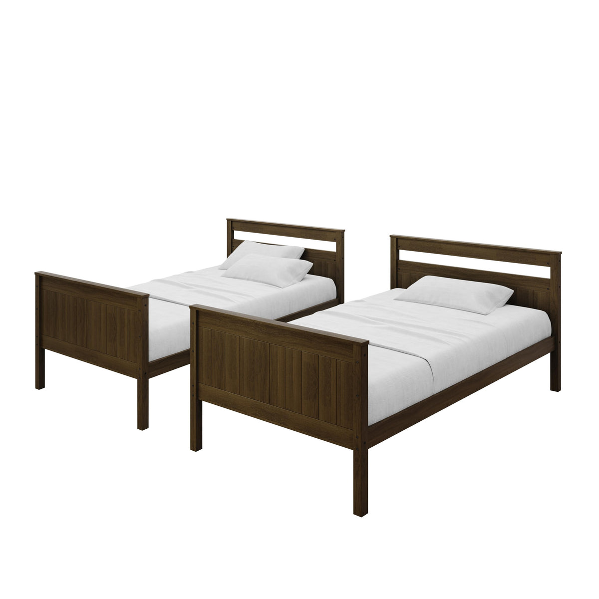 Home Design Lorain Twin Over Twin Solid Wood Bunk Bed with Sturdy Guardrails and Ladder, Easy Assembly