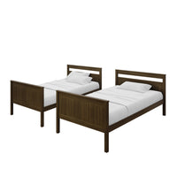 Home Design Lorain Twin Over Twin Solid Wood Bunk Bed with Sturdy Guardrails and Ladder, Easy Assembly