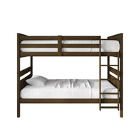 Home Design Lorain Twin Over Twin Solid Wood Bunk Bed with Sturdy Guardrails and Ladder, Easy Assembly