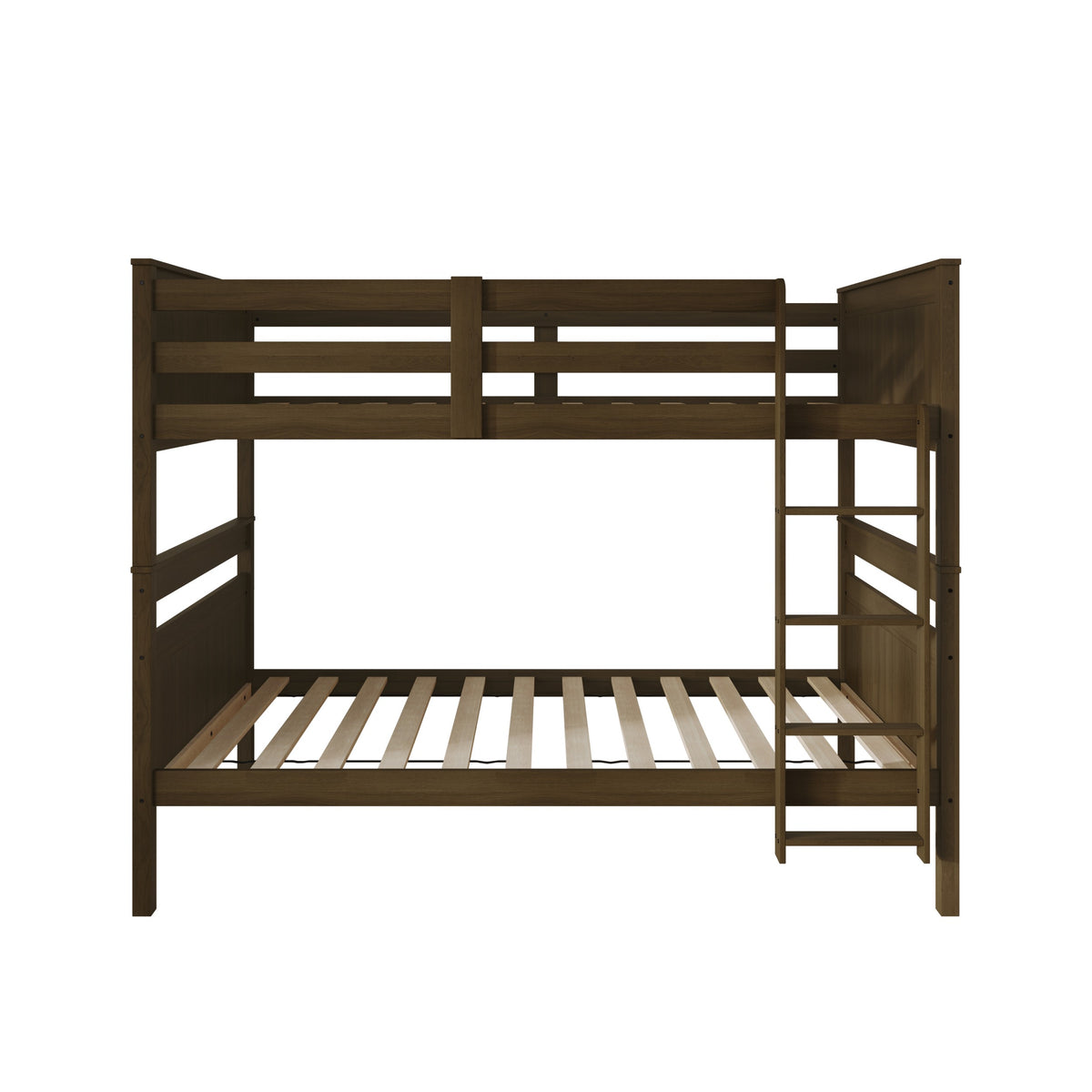 Home Design Lorain Twin Over Twin Solid Wood Bunk Bed with Sturdy Guardrails and Ladder, Easy Assembly