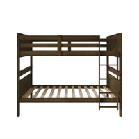 Home Design Lorain Twin Over Twin Solid Wood Bunk Bed with Sturdy Guardrails and Ladder, Easy Assembly