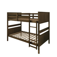 Home Design Lorain Twin Over Twin Solid Wood Bunk Bed with Sturdy Guardrails and Ladder, Easy Assembly