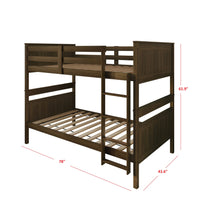 Home Design Lorain Twin Over Twin Solid Wood Bunk Bed with Sturdy Guardrails and Ladder, Easy Assembly
