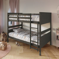 Home Design Lorain Twin Over Twin Solid Wood Bunk Bed with Sturdy Guardrails and Ladder, Easy Assembly