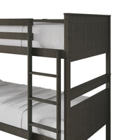 Home Design Lorain Twin Over Twin Solid Wood Bunk Bed with Sturdy Guardrails and Ladder, Easy Assembly