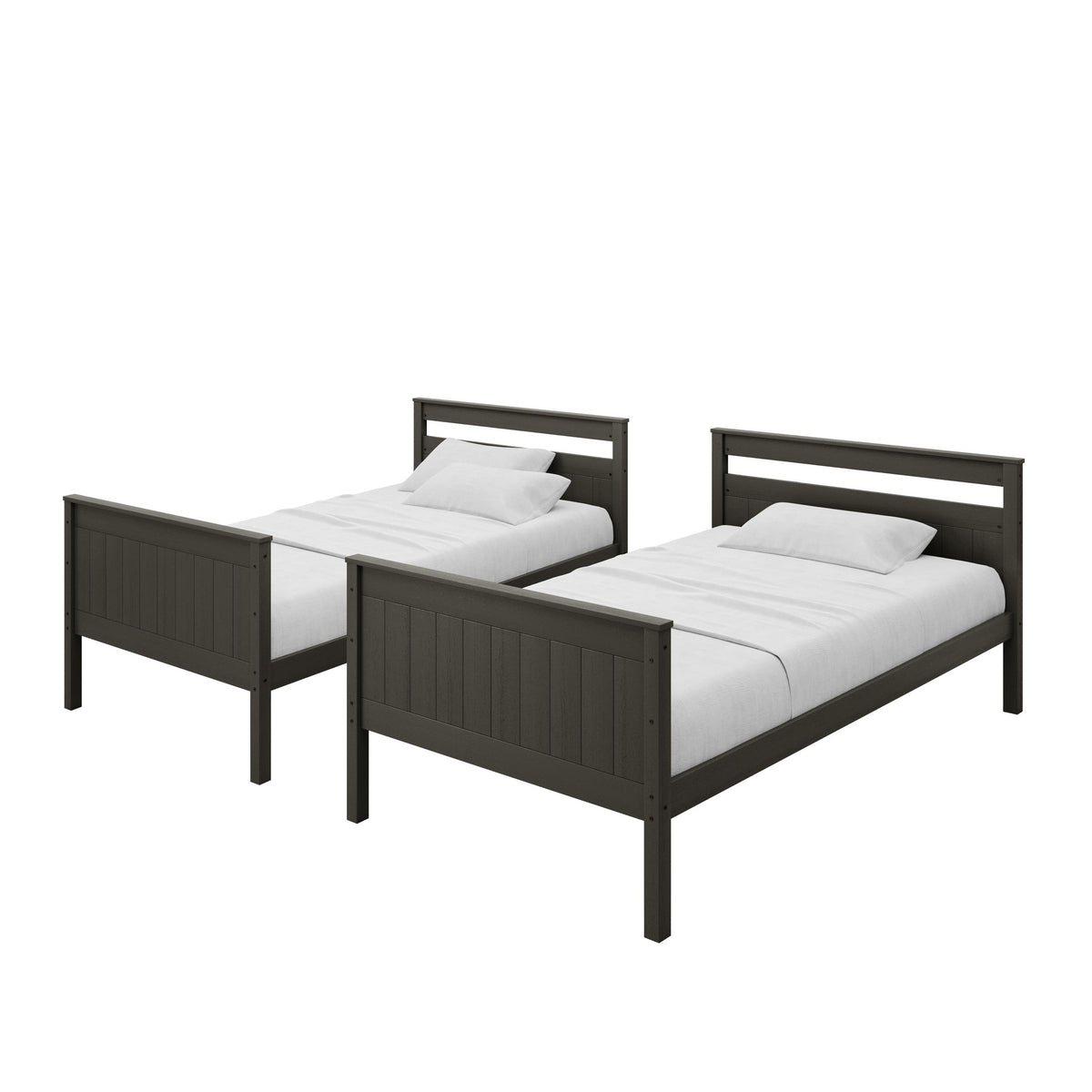 Home Design Lorain Twin Over Twin Solid Wood Bunk Bed with Sturdy Guardrails and Ladder, Easy Assembly