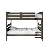 Home Design Lorain Twin Over Twin Solid Wood Bunk Bed with Sturdy Guardrails and Ladder, Easy Assembly