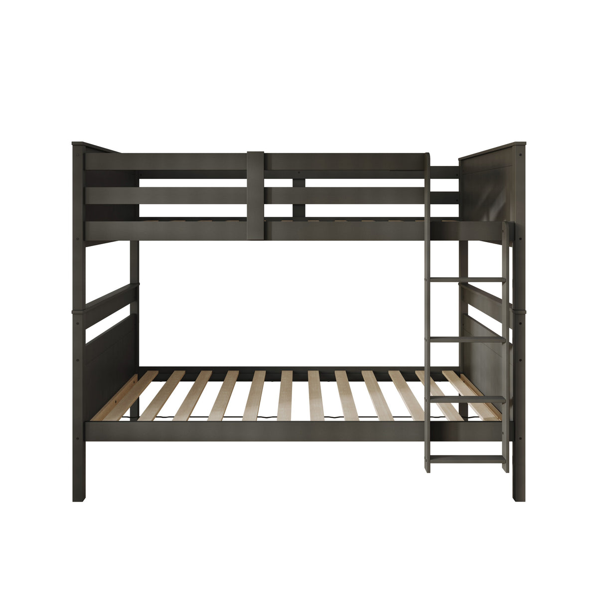 Home Design Lorain Twin Over Twin Solid Wood Bunk Bed with Sturdy Guardrails and Ladder, Easy Assembly