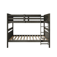 Home Design Lorain Twin Over Twin Solid Wood Bunk Bed with Sturdy Guardrails and Ladder, Easy Assembly