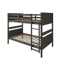 Home Design Lorain Twin Over Twin Solid Wood Bunk Bed with Sturdy Guardrails and Ladder, Easy Assembly
