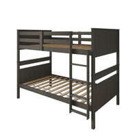 Home Design Lorain Twin Over Twin Solid Wood Bunk Bed with Sturdy Guardrails and Ladder, Easy Assembly