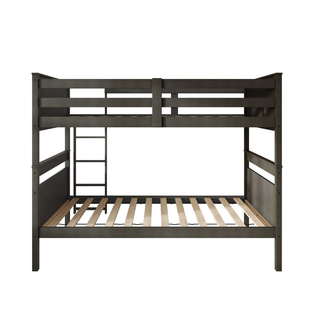 Home Design Lorain Twin Over Twin Solid Wood Bunk Bed with Sturdy Guardrails and Ladder, Easy Assembly